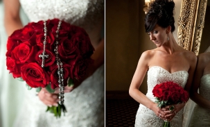 rosary in bridal bouquet