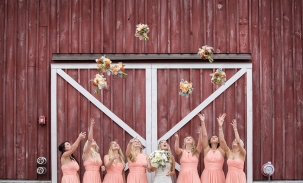 Bridal-party-throwing-bouquets