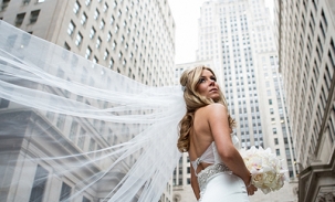 Karolina-wedding-posing-in-front-of-chicago-board-of-trade